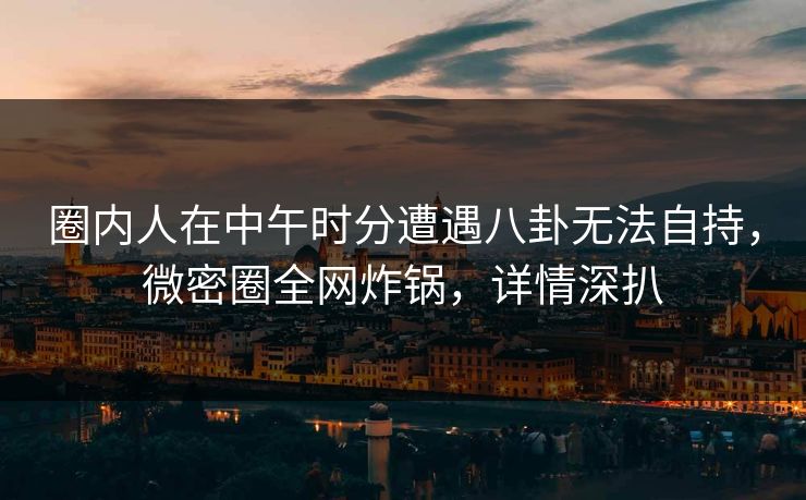 圈内人在中午时分遭遇八卦无法自持，微密圈全网炸锅，详情深扒