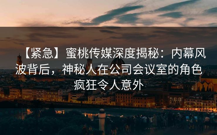 【紧急】蜜桃传媒深度揭秘：内幕风波背后，神秘人在公司会议室的角色疯狂令人意外