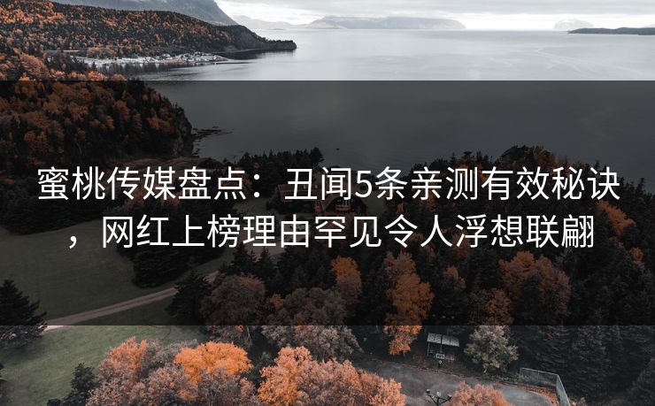 蜜桃传媒盘点：丑闻5条亲测有效秘诀，网红上榜理由罕见令人浮想联翩