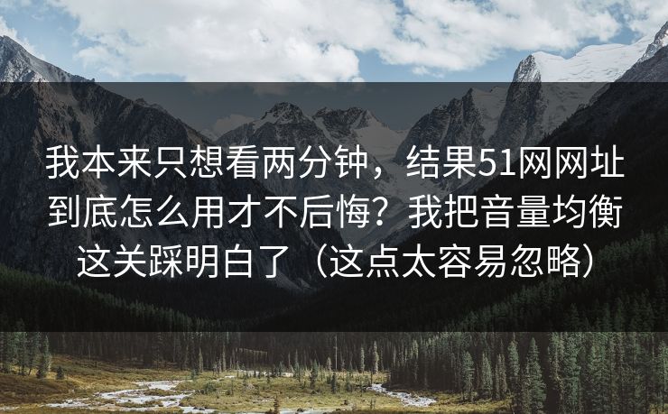 我本来只想看两分钟，结果51网网址到底怎么用才不后悔？我把音量均衡这关踩明白了（这点太容易忽略）